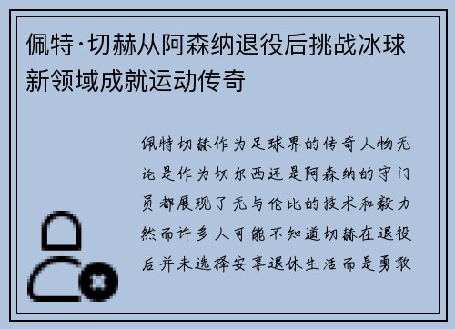 佩特·切赫从阿森纳退役后挑战冰球新领域成就运动传奇